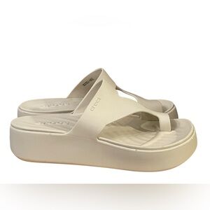CROCS Women's Platform Toe-Post Sandals in Off-White/Cream